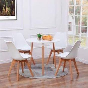 Pack de 4 Sillas Fina estilo nórdico blanco con patas de madera 83x43x54 cm