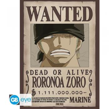 Póster GB Eye One Piece Wanted Zoro Wano - Recompensa 1.111.000.000 Bayas