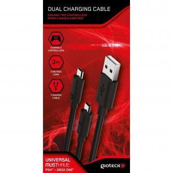 Gioteck - Cable De Carga Dual Para Mandos