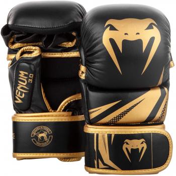 VENUM Challenger 3.0 Guantes de MMA Sparring, Unisex Adulto, Negro/Oro, S