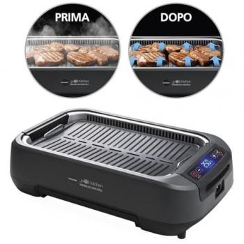 Parrilla Eléctrica Sin Humo MACOM 849 con Ventilador Extractor, Potencia 1500W, Tamaño 37 x 22.5 cm, Temperatura Regulable hasta 250°, Apta para