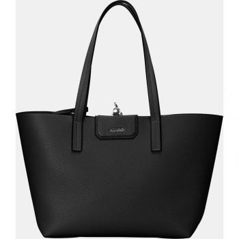 Bolso tipo shopper mediano HUGO en piel ecológica con cierre de gancho color negro