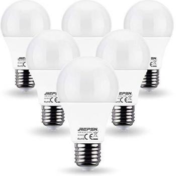 REPSN® Baja Tensión AC/DC 12V 24V 10W=60W bombillas LED A60 Blanco 6000K ideal para iluminación solar de red apagada,para barco,caravana,iluminación interior y campamento,6 unidades
