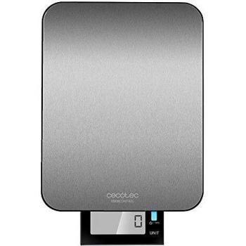 Cecotec Báscula de Cocina Digital Cook Control 9000 Waterproof, Alta Precisión, Acero Inoxidable, Resistente al Agua, Pantalla LCD Retroiluminada Extragrande y Extraíble, Capacidad Máxima 10 Kg