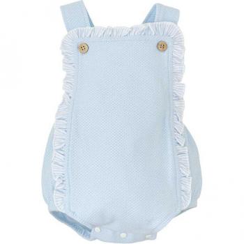 Peto de bebé niño en tejido con textura y minivolantes color celeste