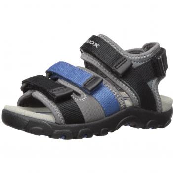 Geox Jr Sandal Strada A, Sandalias con Punta Abierta para Niños, Negro