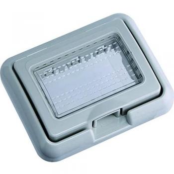 Placa 3P con Cubre Caja Estanca IP55 Compatible con Bticino Matix y Piloto LED Empotrable 2,4W 220V Blanco Frío 6000K