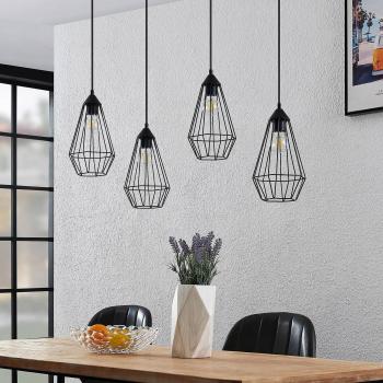 Lámpara colgante Remus de Lindby, 4 luces, Vintage en Negro, hecho de Metal, para Salón y Comedor, 4 llamas E27