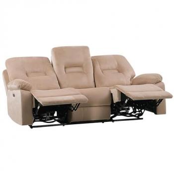 Sofá Reclinable 3 Plazas de Terciopelo Beige con Luz LED y Ajuste Eléctrico de Respaldo y Reposapiés Bergen
