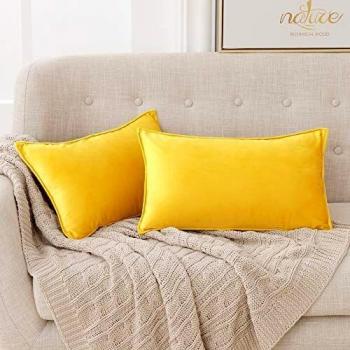 Deconovo Fundas para Cojines de Almohada del Sofá Cubierta Suave Decorativa Protector para Hogar 30 x 50 cm 2 Piezas Amarillo Claro