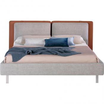 Cama tapizada en tela y polipiel ANGEL CERDÁ 7123C, Gris, Tela | Polipiel, 228 x 221 x 103 cm