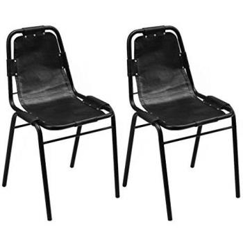 vidaXL Silla de comedor 2 unidades negro 49x52x88 cm cuero real