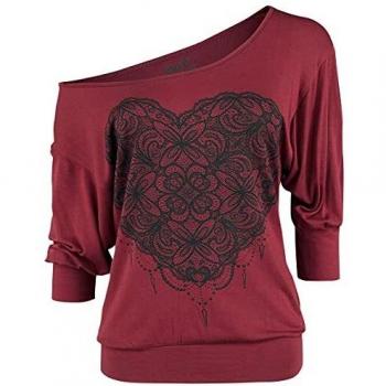 Full Volume by EMP So Fast and Loose Mujer Camiseta Manga Larga Burdeos 5XL