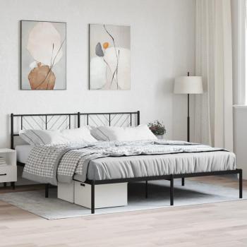 vidaXL Metal Bed Frame without Mattress with Headboard Black 183x213cm
