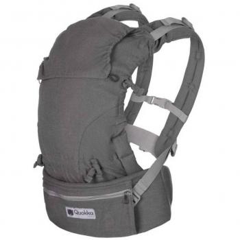 Mochila Portabebés E Carrier Light Grey Quokkababy - Mochila portabebés ergonómica, ligera, color gris claro, ajustable, con soporte lumbar y acolchado para mayor comodidad, adecuada para bebés desde