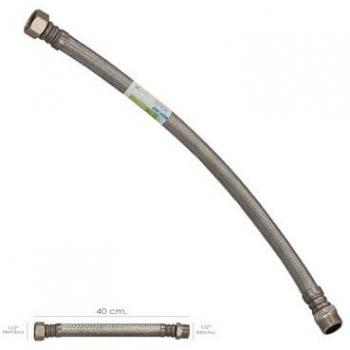 Latiguillo Flexible Reforzado de Acero Inoxidable Termo Macho 1/2 - Hembra 1/2 Longitud 400 mm
