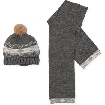 Conjunto de bebé niño de gorro y bufanda de tricot con cenefa Tutto Piccolo