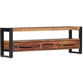Mueble de TV de madera maciza de acacia 140x30x45 cm