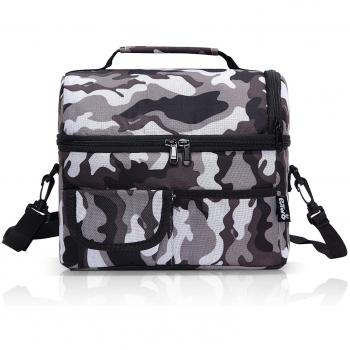 PuTwo Térmica Porta Alimentos 8L Hermética Bolsa Térmica Plegable Bolso Nevera Térmica Tela Bolsas Térmicas para Llevar Comida Nevera Almuerzo para Adulto Niños Trabajo Playa Viaje -Camuflaje Gris