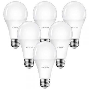 6x 16W Bombillas LED E27, Bombillas LED A60 Casquillo Gordo de 1900 Lúmenes, Equivalente a 126W con 6500K Color Blanco Frío - ANWIO.