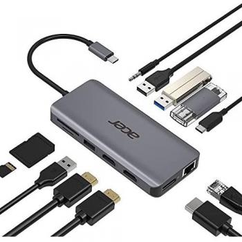 Acer Hub USB-C 12 en 1 con HDMI, DisplayPort, RJ45 y Puertos USB - Plata