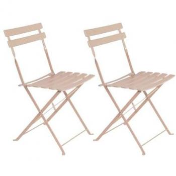 Set de 2 sillas de jardín plegables Sira con láminas curvas de acero taupe de 80x46x41 cm