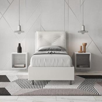 Cama tapizada sin somier simil piel blanca Appia 80x190 cm