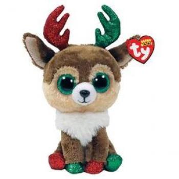 Peluche Beanie Boo Kinley El Reno 15Cm - Peluche de 15 cm, diseño de reno, suave y abrazable, ojos grandes y brillantes, parte de la colección Beanie Boos