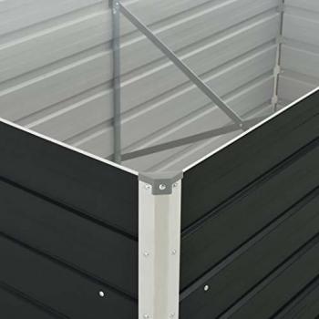 Jardinera elevada de acero galvanizado gris antracita 160x80x77cm
