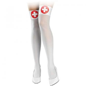 Medias de Enfermera con cruz roja para mujer - Medias de compresión, diseño clásico, color blanco con cruz roja, ideales para profesionales de la salud