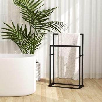 vidaXL Freestanding Towel Rack - Black, Dimensions: 48x24x78.5 cm, Material: Iron