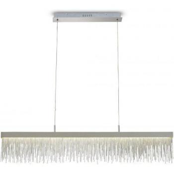 Lámpara colgante de techo lineal Fusion cromo brillo 1 bombilla 35cm, 33W LED, 3000K, 3300lm, Cromo pulido, Cadena de cristal