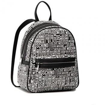 Mochila Love Moschino Negra con Escritos Blancos