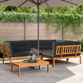 4-Piece Acacia Wood Garden Pallet Sofa Set with Cushions