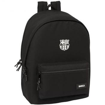 Mochila Escolar Safta F.C. Barcelona para Portátil de 15.6 con USB, Dimensiones 31 x 44 x 18 cm, Tejido Reciclado, Color Negro, Ideal para Jóvenes, Có
