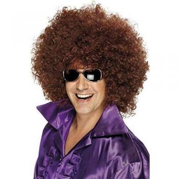 Smiffy's-42036 Peluca afro, mega grande, color marrón, Tamaño único