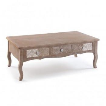 Mesa de Centro Versa Lyra 3 Cajones Madera de Paulonia y MDF 60 x 41 x 110 cm
