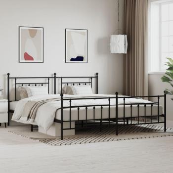 vidaXL Metal Bed Frame without Mattress with Footboard Black 193x203cm