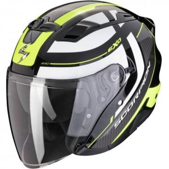 Casco Jet Scorpion Exo-230 Pul Negro Blanco Amarillo Talla L