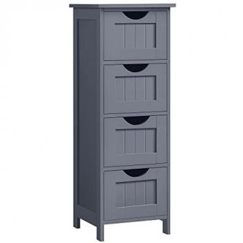 Estantería de baño moderna con 4 cajones, color gris, 30x30x82 cm