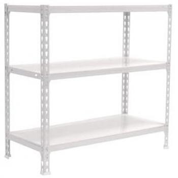 Estantería Metálica SimonRack de Almacenaje de Acero, dimensiones 1000x800x500 mm, 3 baldas ajustables, soporta 180 kg de punto de flexión por balda, color blanco,