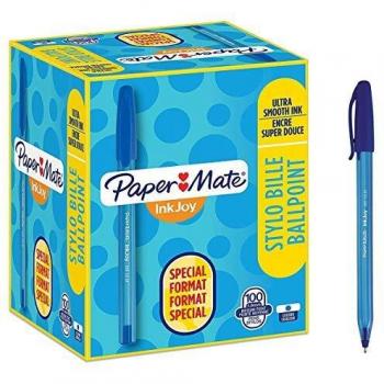 PaperMate InkJoy 100 CAP Ball Pen with 1.0 mm Medium Tip - Blue, Pack of 80 + 20
