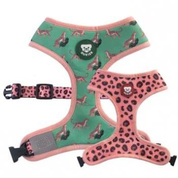 Arnés Reversible para Perro con Diseño de Leopardo, Chaleco Antitirones Transpirable y Reflectante, Ajustable, Neopreno y Malla
