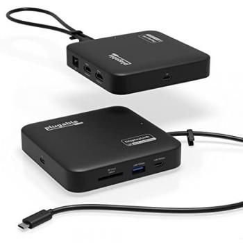 Plugable Technologies 7-in-1 USB C Docking Station Dual Monitor - Dual HDMI Dock, Compatible with Mac and Windows, USB4, Thunderbolt or USB-C, 100W PD, 2x HDMI, 1x USB-C