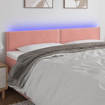 Cabecero LED de Terciopelo Rosa 200x5x78/88 cm