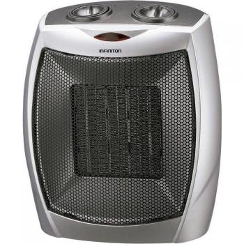 Infiniton HPTC-902C Calefactor Ventilador Cerámico 1500W, Termostato Regulable, 3 Niveles de Calor, Seguro Antivuelco, Vertical, Gris