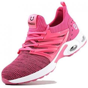Zapatos de Seguridad Hombre Mujer Ligero Calzado Trabajo Zapatillas con Punta Acero Industriales Transpirable Seguridad Cómodas Antideslizante Anti Aplastamiento Pink40