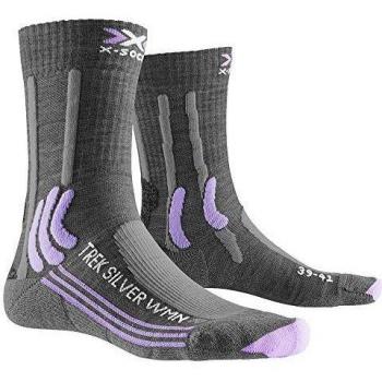 X-Socks Trek Silver Woman Socks Calcetines De Senderismo Trekking Mujer, Grey Melange/Bright Lavender, 35/36