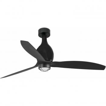 Ventilador de Techo con Luz DC Negro Eterfan Ø1280mm 32030-10 Faro, Ventilador de Techo Mini Acero con Difusor de Cristal 48,4 cm
