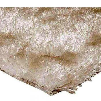 Alfombra moderna de pelo largo fino y suave 120 x 170 cm color crema